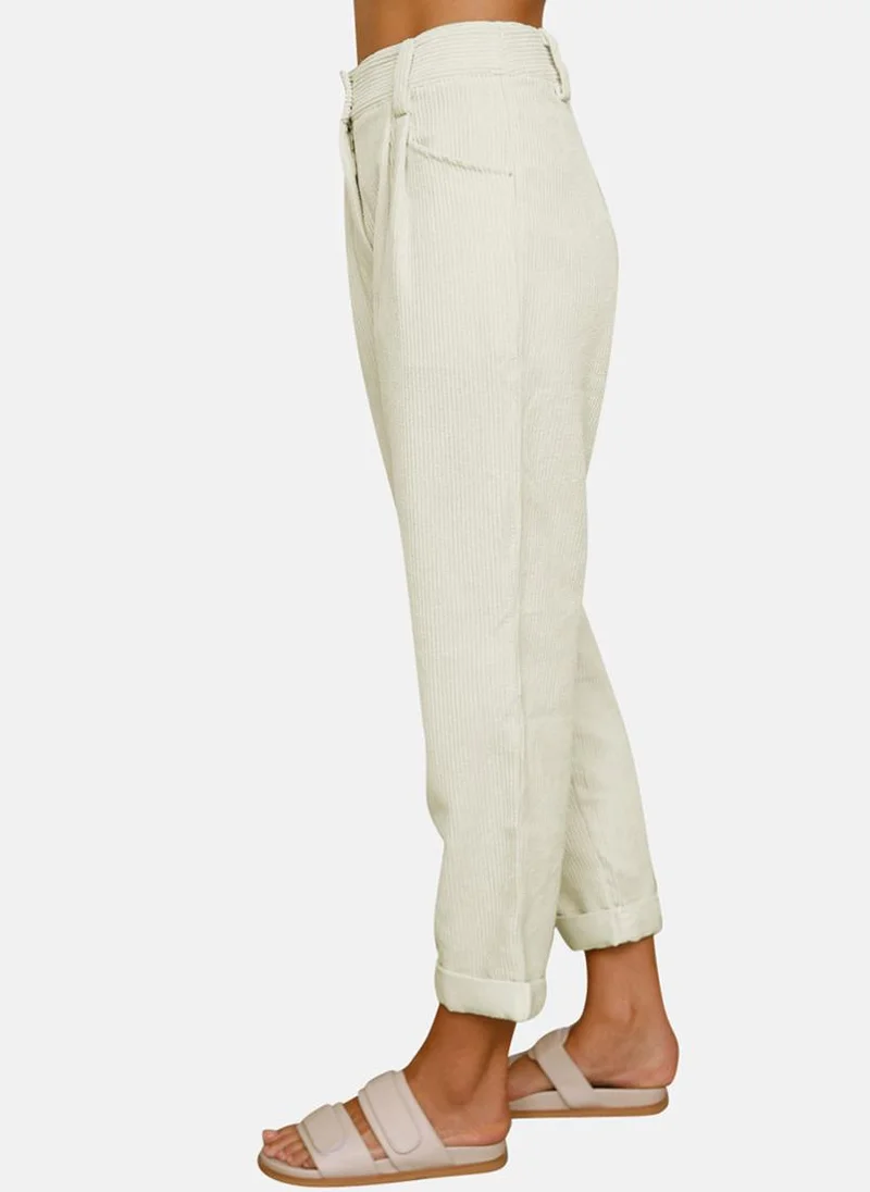 YUNIQEE White Plain Casual Trousers