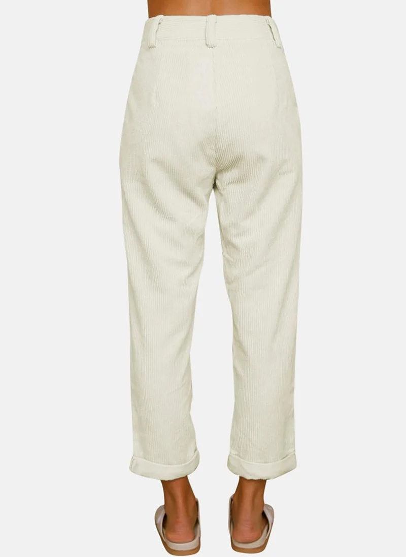 YUNIQEE White Plain Casual Trousers