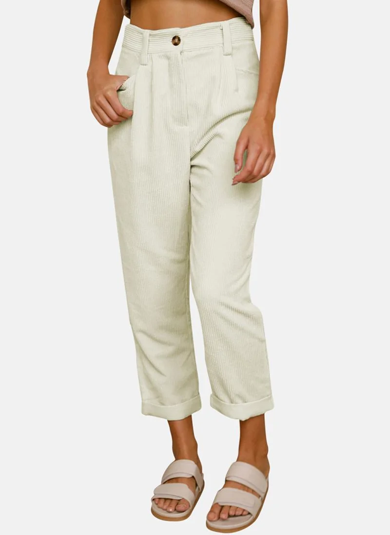 YUNIQEE White Plain Casual Trousers