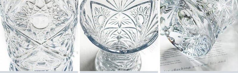 Red Cherry India Glass Dimond Cut Flower Vase Crystal Clear 11 Inch Flower Vase for Dining Table Decoration Clear Crystal VaseOrchid Pattern Glass Vase for Centerpieces Modern Flower Vase Decorative - Image 4