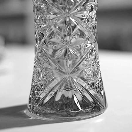 Red Cherry India Glass Dimond Cut Flower Vase Crystal Clear 11 Inch Flower Vase for Dining Table Decoration Clear Crystal VaseOrchid Pattern Glass Vase for Centerpieces Modern Flower Vase Decorative - Image 5