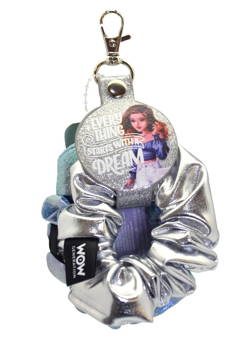 WOW Generation 2 in 1 Scrunchie & Keychain Green and Silver - Image 1