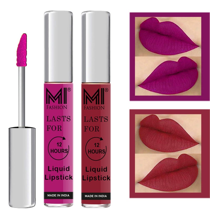 MI FASHION MI FASHION Super Stay Matte Liquid Lipstick Wine Cherry Red 35ml For Women Eat Drink Live Confidently All Day Without Smudges Packs 2 - Image 1