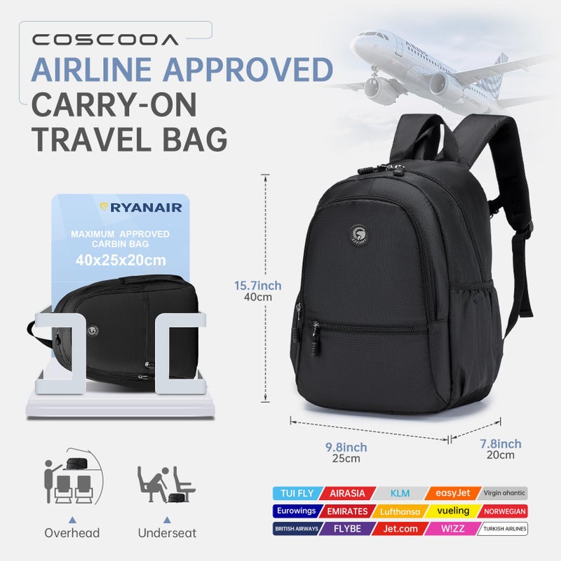 COSCOOA United Airlines Personal Item Bag 17x10x9,Small Carry On Backpack 20LFlight Approved Underseat Ryanair 40x20x25 CM Travel Luggage Bag, Mochila de Viaje,Cabin Size Lightweight Backpack - Image 2