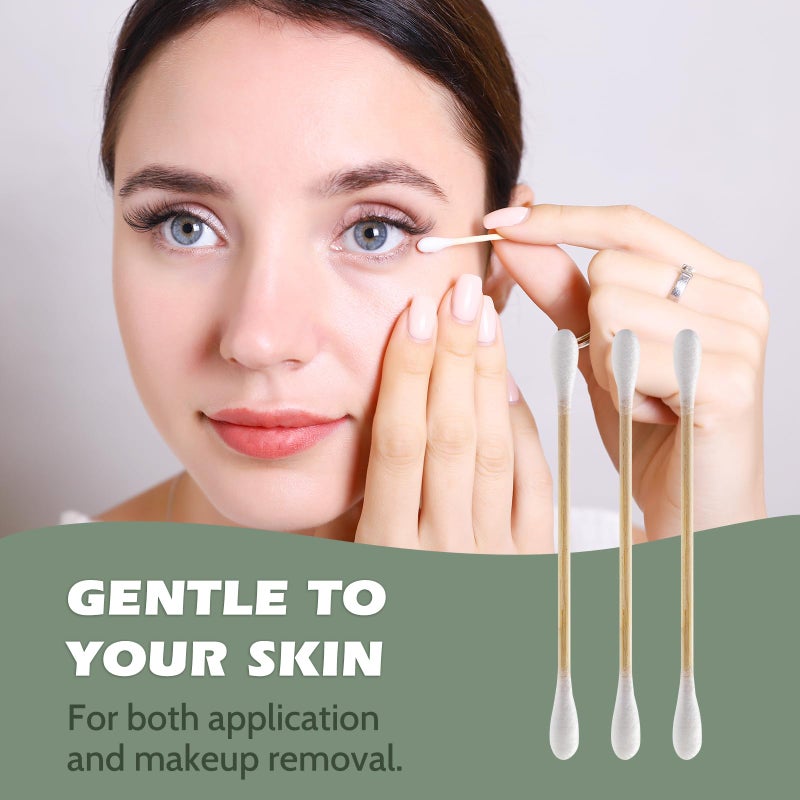 Isshah Bamboo Cotton Swabs - 500 Count - FSC Certified and PETA Approved, Eco Friendly Double Tips, Plastic Free Ear Sticks, All Natural 100% Biodegradable Organic Cotton buds by Isshah - Image 5