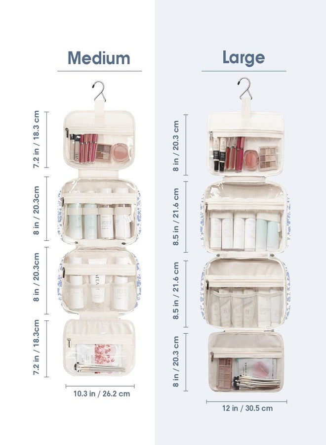 Narwey Large Hanging Toiletry Bag Travel Makeup Bag Cosmetic Organizer for Women and Girls, Z-little Blue Flower, Medium, Medium - Image 5