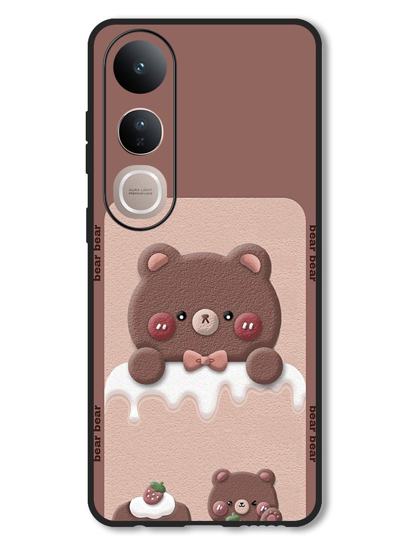 Theodor Case Compatible with Vivo V50 Lite Protection Shockproof Bumper Cover Bear Strawberry - Image 1