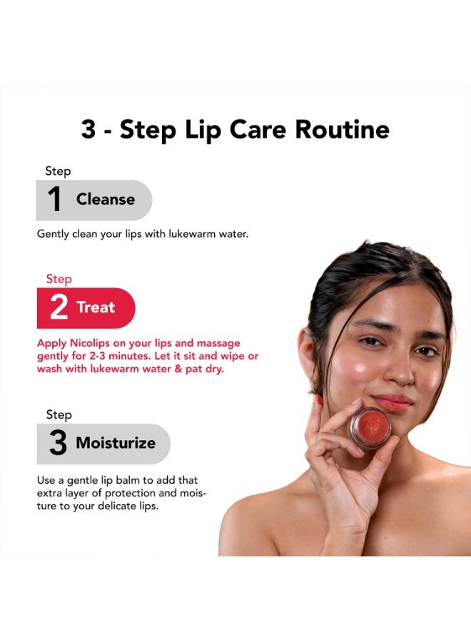 Bella Vita Organic NicoLips Lip Scrub Balm for Dark Lips Anti Pigmentation, Dry, Chapped, Lipstick Stains Removal Lipcare for Men & Women 20 g - Image 5