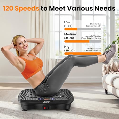 AXV Vibration Plate Fitness Platform Exercise Machine Vibrating Shaking Full Body Shaker Workout Vibrate Stand Shake Board Sport for Weight Loss Fat Burner for Gym Home Office - Image 5