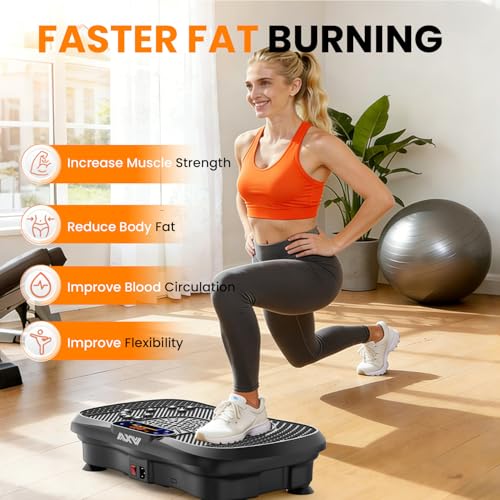 AXV Vibration Plate Fitness Platform Exercise Machine Vibrating Shaking Full Body Shaker Workout Vibrate Stand Shake Board Sport for Weight Loss Fat Burner for Gym Home Office - Image 3