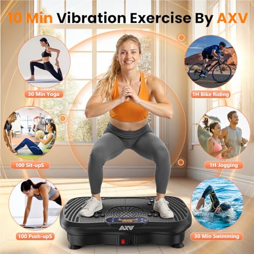 AXV Vibration Plate Fitness Platform Exercise Machine Vibrating Shaking Full Body Shaker Workout Vibrate Stand Shake Board Sport for Weight Loss Fat Burner for Gym Home Office - Image 2
