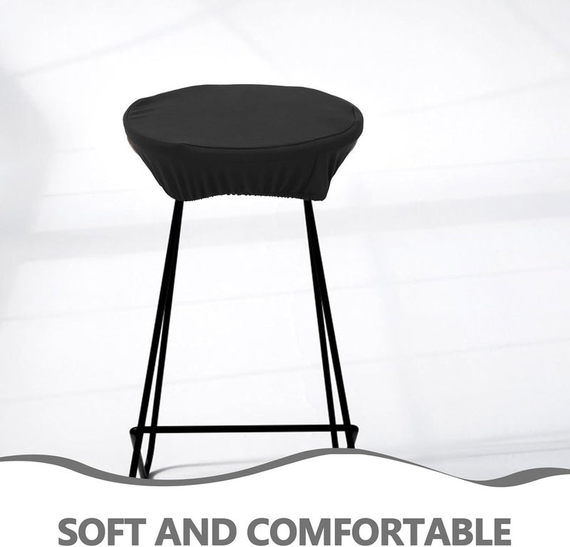3pcs Elastic Bar Stool Covers Stretchy Round Seat Slipcovers Washable Protector for Home and Bar, Black Stretch Stool Cushion Covers for Counter and Swivel Chairs - Image 3
