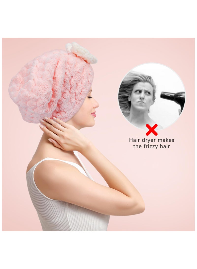 منشفة تجفيف الشعر من الألياف الدقيقة، 2 قطعة منشفة شعر لفا، فائقة الامتصاص للشعر، غطاء لتجفيف الشعر مضاد للتجعد، منشفة رأس، منشفة لتجفيف الشعر بسرعة، للشعر المموج الطويل والرطب - Image 4