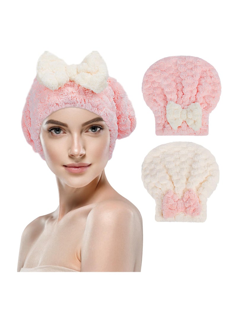 منشفة تجفيف الشعر من الألياف الدقيقة، 2 قطعة منشفة شعر لفا، فائقة الامتصاص للشعر، غطاء لتجفيف الشعر مضاد للتجعد، منشفة رأس، منشفة لتجفيف الشعر بسرعة، للشعر المموج الطويل والرطب - Image 1