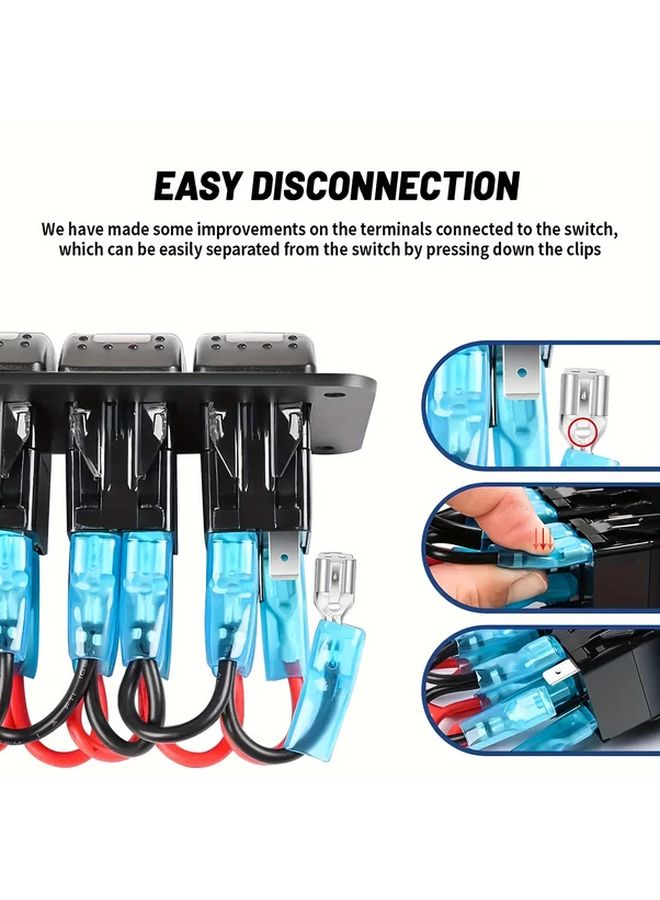 Blue Aluminum 4 Button Switch Panel with Dual USB Chargers 4.8A for Multiple Vehicles - Image 4