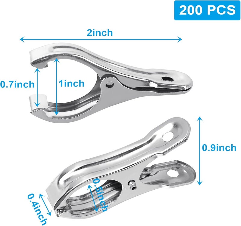 SENENQU 200PCS Greenhouse Clamps for Plants Stainless Steel Clips for Netting Strong Grip to Hold Down Shade Cloth or Plant Cover on Garden or Greenhouse Hoops 2 Inch  - Image 3