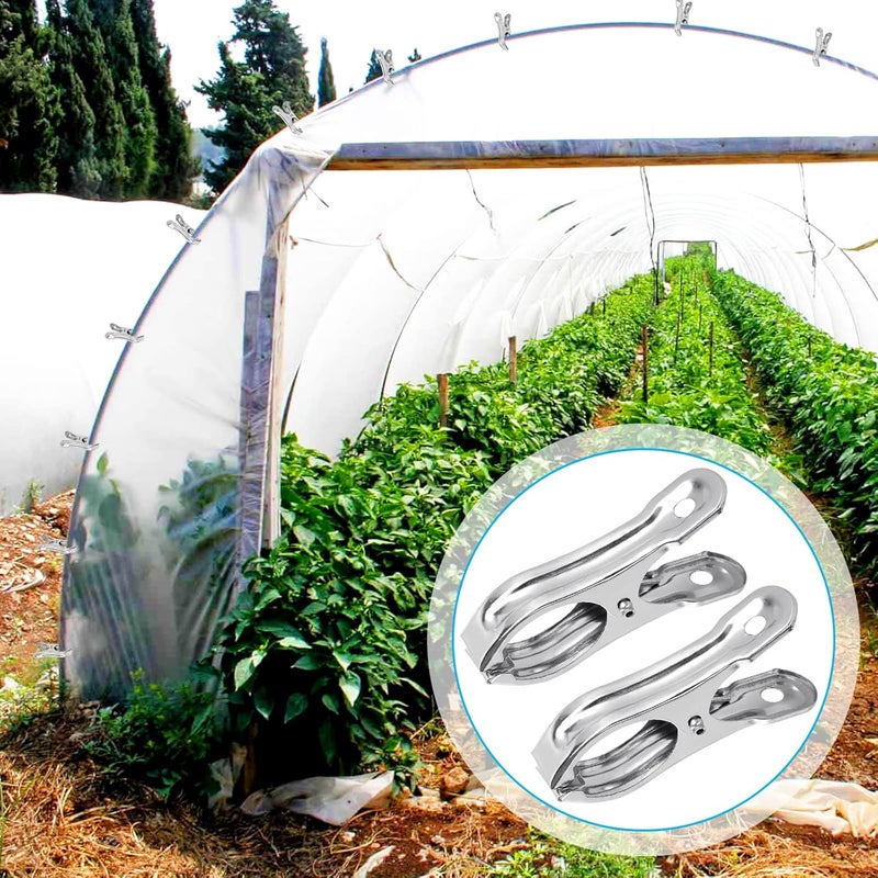 SENENQU 200PCS Greenhouse Clamps for Plants Stainless Steel Clips for Netting Strong Grip to Hold Down Shade Cloth or Plant Cover on Garden or Greenhouse Hoops 2 Inch  - Image 2