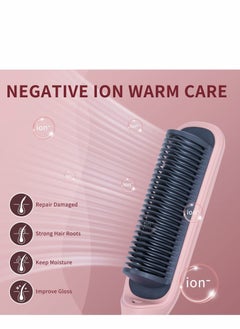 Y&D Hair Straightener Brush Negative Ionic Comb and Curler 2 in 1 Anti Scald with 9 Temperature Settings LED Screen, Perfect for Professional Salon at Home, Sakura Pink  - Image 2