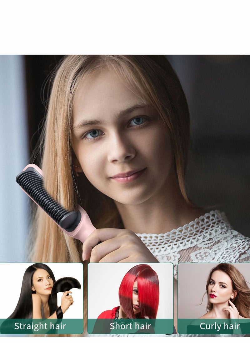 Y&D - Hair Straightener Brush Negative Ionic Comb and Curler 2 in 1 Anti Scald with 9 Temperature Settings LED Screen, Perfect for Professional Salon at Home, Sakura Pink - Image 1