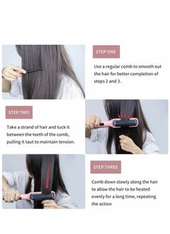 Y&D Hair Straightener Brush Negative Ionic Comb and Curler 2 in 1 Anti Scald with 9 Temperature Settings LED Screen, Perfect for Professional Salon at Home, Sakura Pink  - Image 4