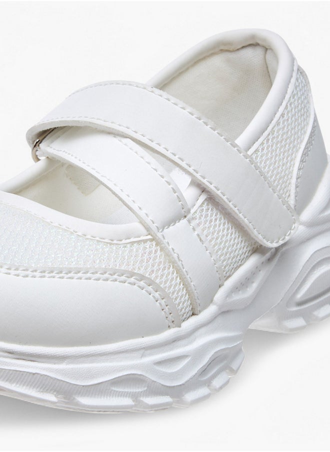 Flora Bella By Shoexpress Textured Mary Jane Shoes with Hook and Loop Closure  - Image 4