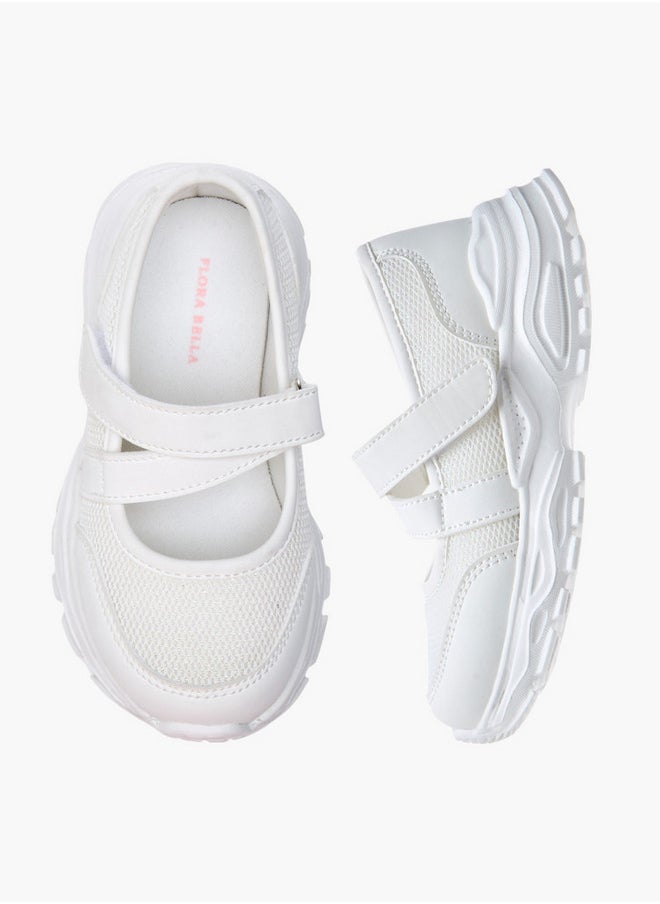Flora Bella By Shoexpress Textured Mary Jane Shoes with Hook and Loop Closure  - Image 1