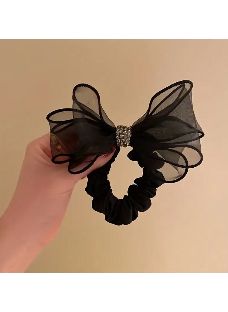 Goolsky 1pc daily bow hair loop bun head high elastic band hair accessories  - Image 1