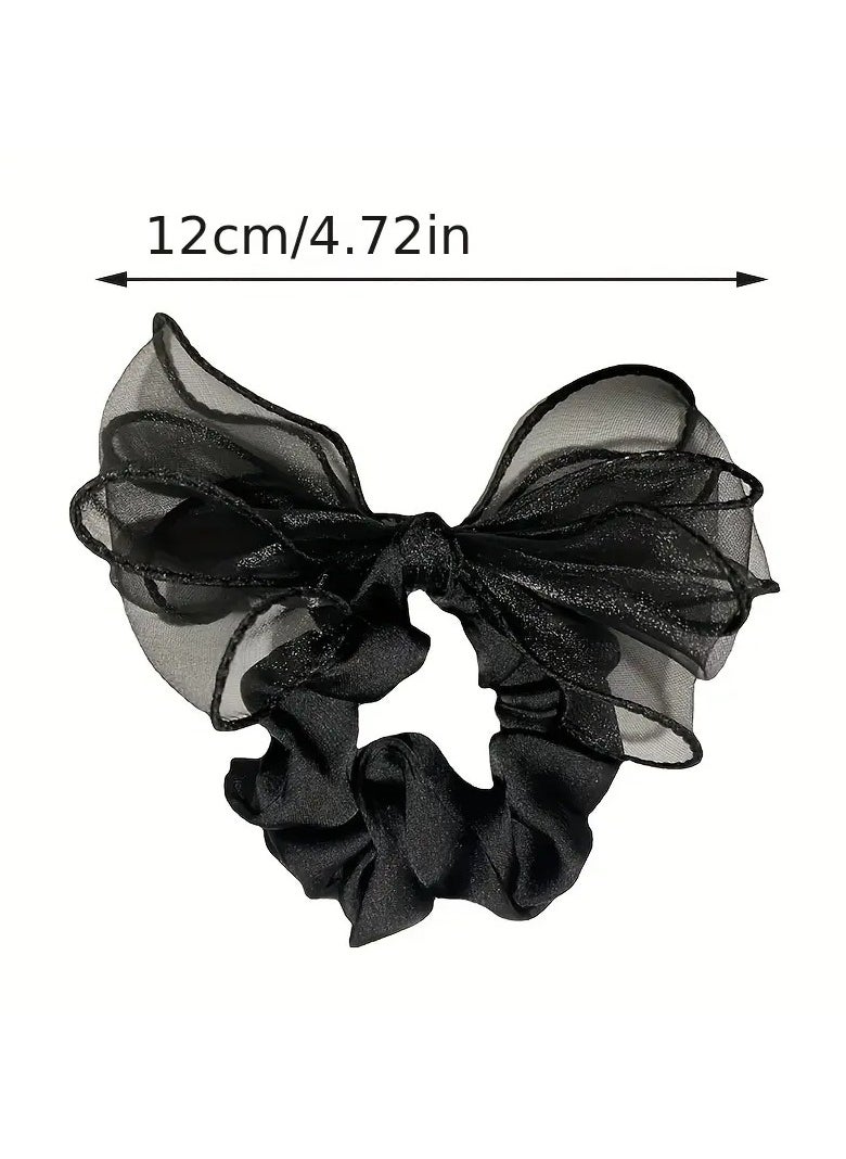 Goolsky 1pc daily bow hair loop bun head high elastic band hair accessories  - Image 2