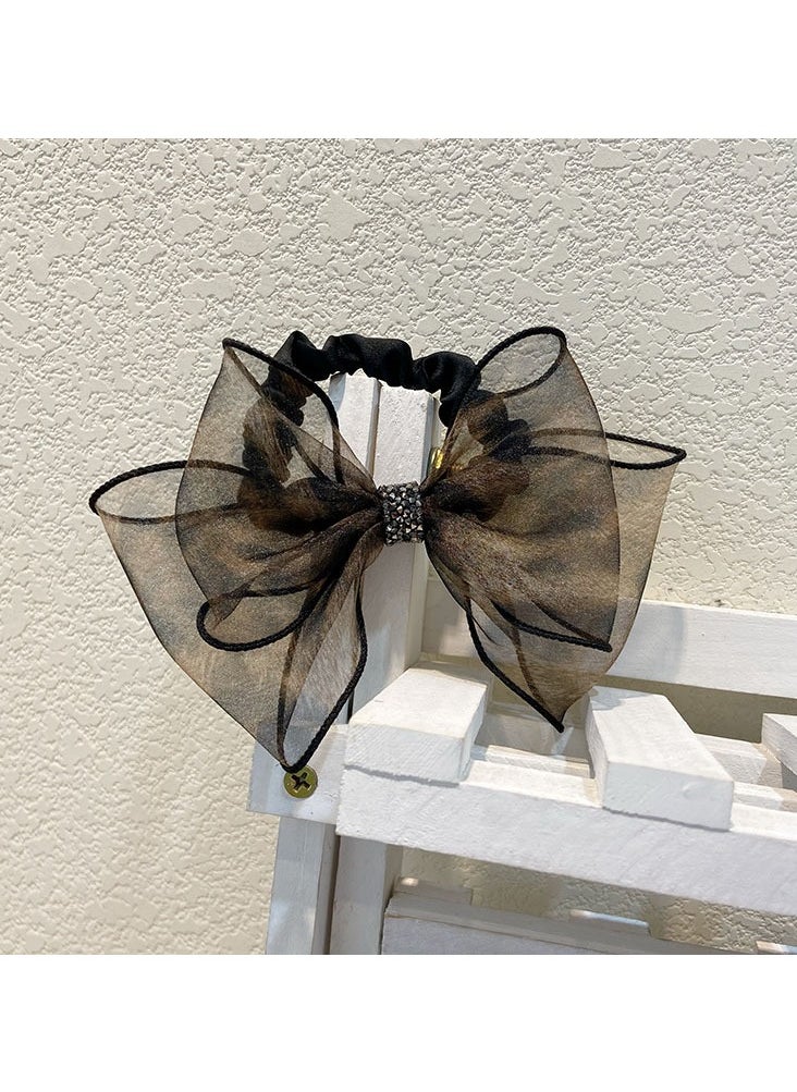 Goolsky 1pc daily bow hair loop bun head high elastic band hair accessories  - Image 3