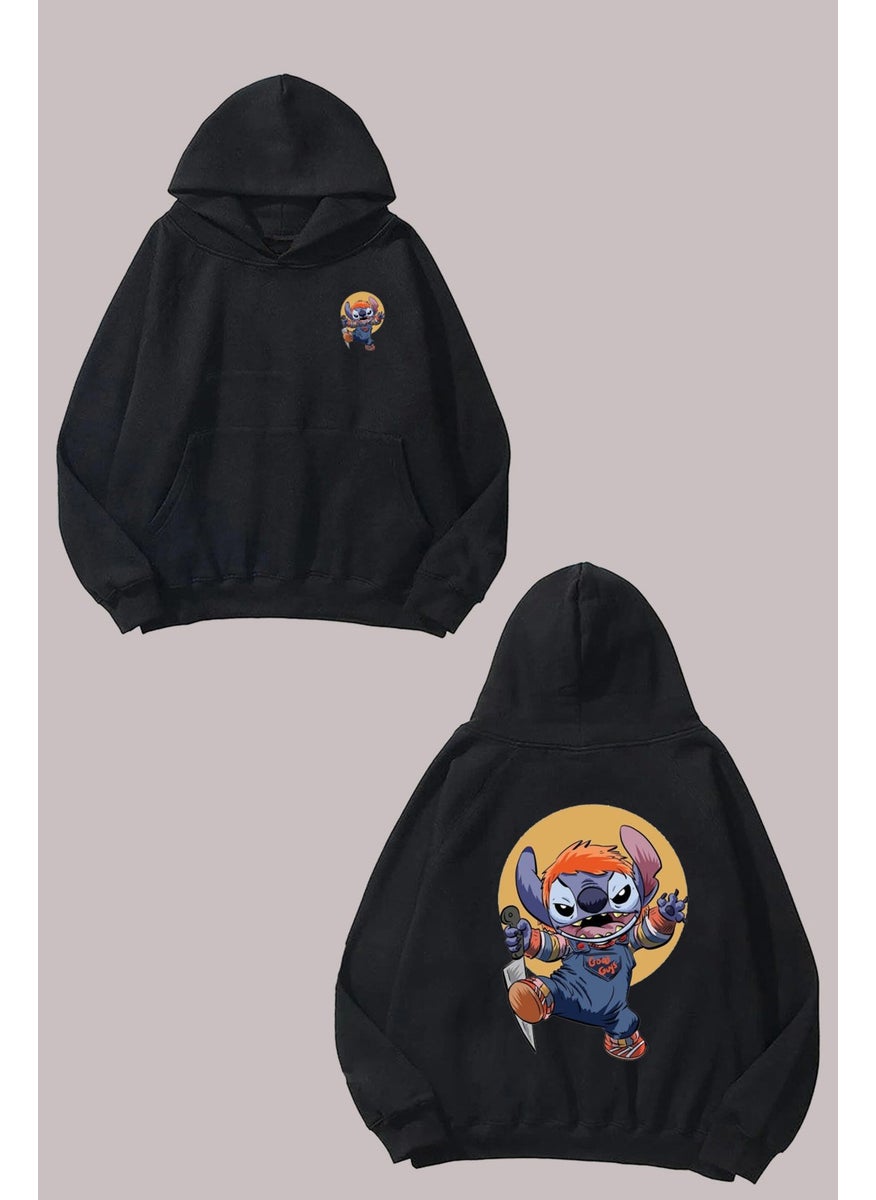 The Wert - Unisex Stick Good Guys Design Front Back Printed Regular Fit Black Sweatshirt - Image 1