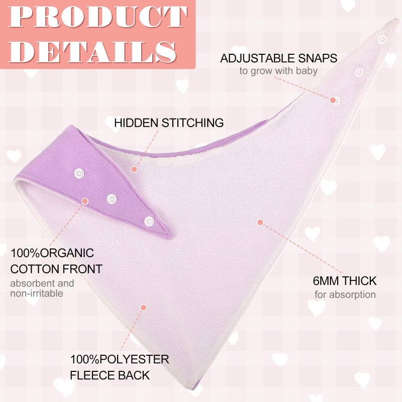 Janmercy 5 Pack Adult Drool Bandana Bibs Soft Large Absorbent Bibs Set for Special Needs Waterproof, Kids 4+ Years, Teens, Men Women(Cream. Blue, Purple, Pink, Gray.) - Image 3