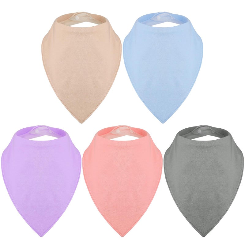 Janmercy 5 Pack Adult Drool Bandana Bibs Soft Large Absorbent Bibs Set for Special Needs Waterproof, Kids 4+ Years, Teens, Men Women(Cream. Blue, Purple, Pink, Gray.) - Image 1