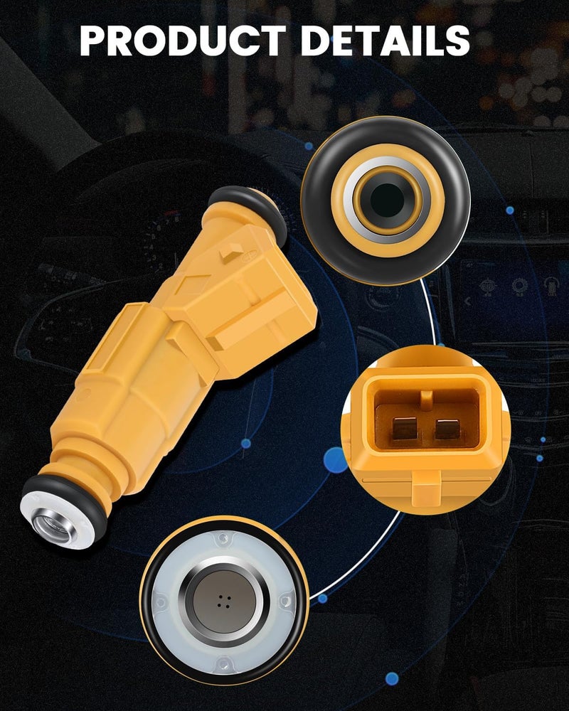 ECCPP High Performance Yellow 4 Hole Fuel Injector Kit - 6pcs for Jeep Models - Image 4
