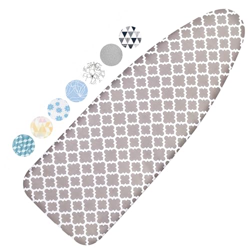Dalykate Ironing Board Cover and Pad, 18x49 Extra Wide Thick Iron Padding, Scorch & Stain Resistant Ironing board cover, Heavy Duty Iron Board Padded with Adjustable Fasteners Durable Elastic Edge, Quatrefoil - Image 1