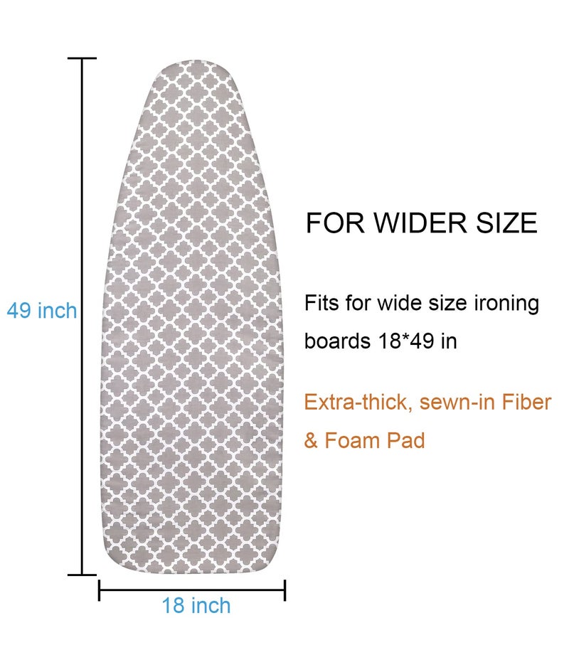 Dalykate Ironing Board Cover and Pad, 18x49 Extra Wide Thick Iron Padding, Scorch & Stain Resistant Ironing board cover, Heavy Duty Iron Board Padded with Adjustable Fasteners Durable Elastic Edge, Quatrefoil - Image 2