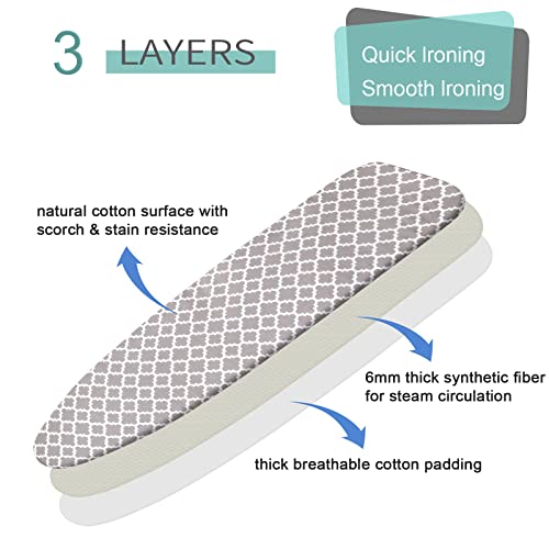 Dalykate Ironing Board Cover and Pad, 18x49 Extra Wide Thick Iron Padding, Scorch & Stain Resistant Ironing board cover, Heavy Duty Iron Board Padded with Adjustable Fasteners Durable Elastic Edge, Quatrefoil - Image 5
