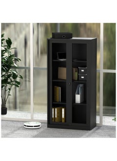 Godrej OEM Glass Sliding Door Steel Bookshelf Black