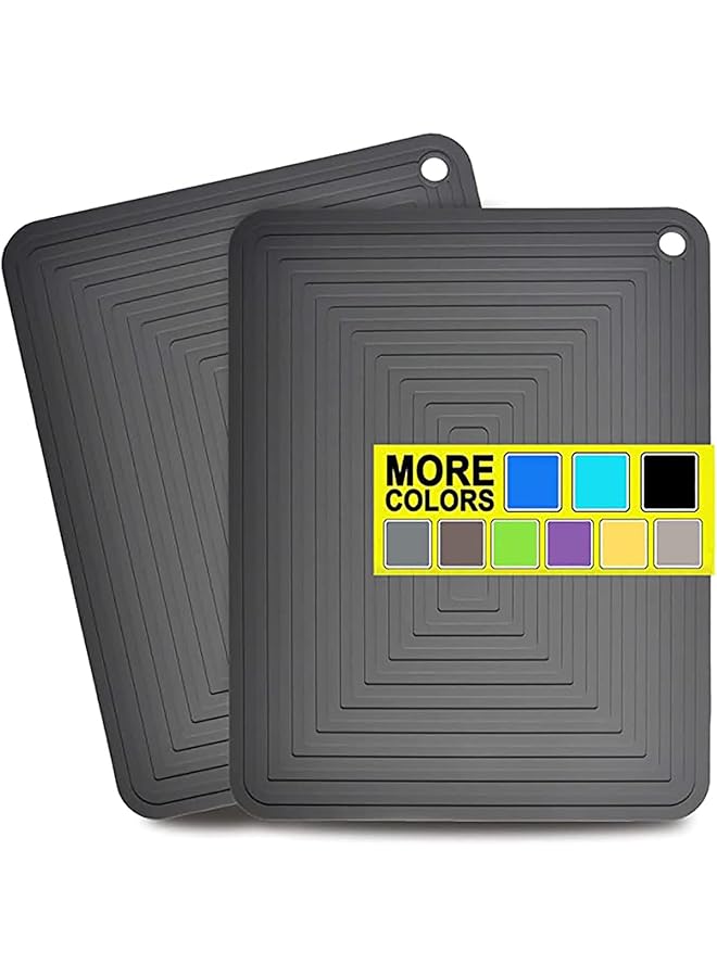 KASTWAVE Silicon Trivet Mats For Dishes, Silicone Pot Holders Heat Resistant, Large Hot Pads For Kitchen Table   12" X 9" Trivets For Pots And Pans Set Of 2 (Gray) - Image 1