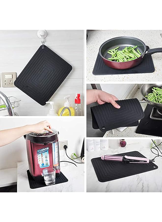 KASTWAVE Silicon Trivet Mats For Dishes, Silicone Pot Holders Heat Resistant, Large Hot Pads For Kitchen Table   12" X 9" Trivets For Pots And Pans Set Of 2 (Gray) - Image 4