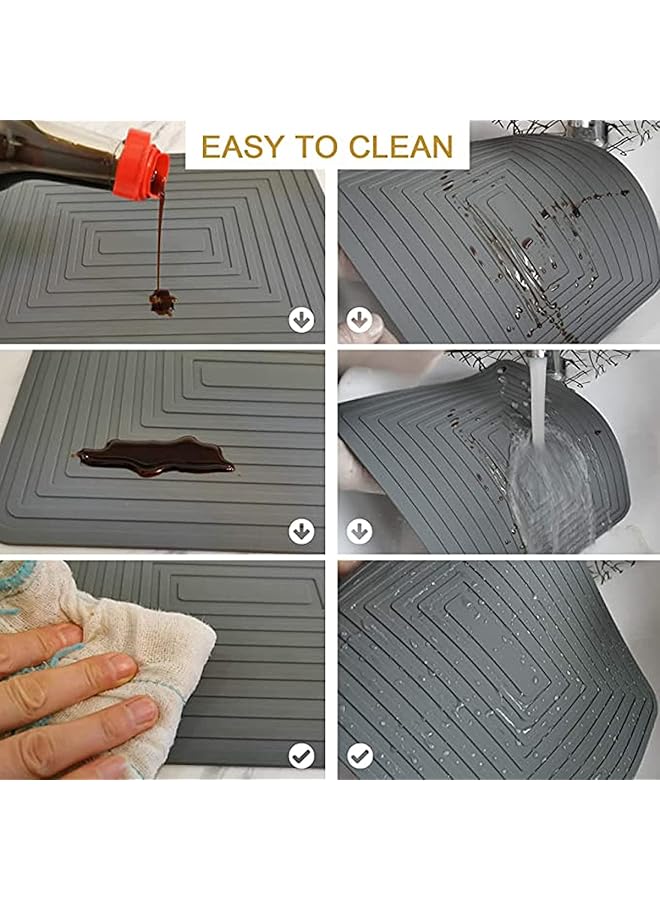 KASTWAVE Silicon Trivet Mats For Dishes, Silicone Pot Holders Heat Resistant, Large Hot Pads For Kitchen Table   12" X 9" Trivets For Pots And Pans Set Of 2 (Gray) - Image 5