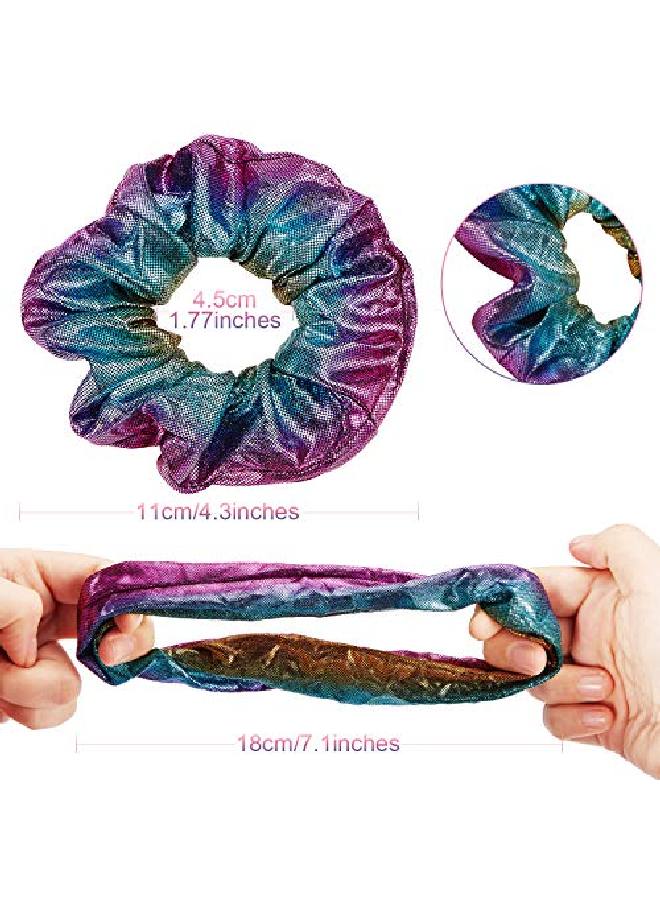 Tatuo 30 Pieces Shiny Metallic Scrunchies Large Hair Scrunchies Elastic Hair Bands Scrunchy Hair Ties Ropes For Women Girls Hair Accessories - Image 3