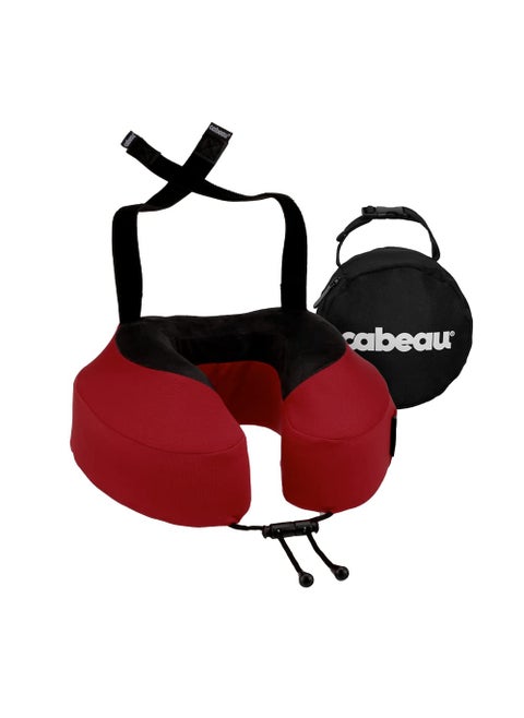 Cabeau Airplane Travel Pillow for Long Flights  Evolution S3  Supportive Memory Foam with Seat Straps to Secure Your Head and Neck and Provides 360 Support Cardinal Red