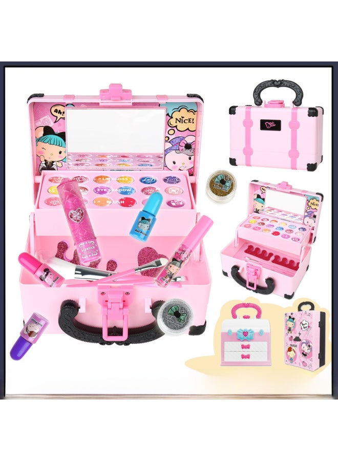Kids' Makeup Toys Set Simulation Cosmetic Kit Eye Shadow Lipstick Nail Polish Perfume Spray Waterproof Easy To Clean-Specifications:68802 Three-layer Lotus
