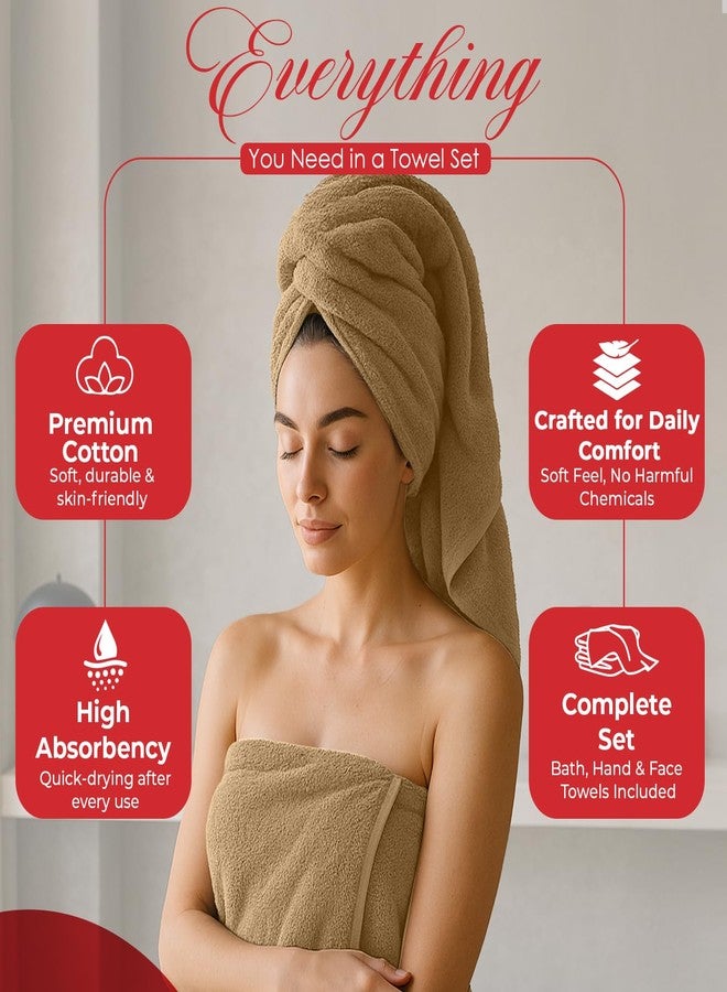 RIVERSIDE Pack of 8 Towels Set, 2 Extra Large Bath, 2 Hand, 4 Face Washcloths, 100% Cotton Hotel Quality, Super Soft, Quick Dry, Highly Absorbent Perfect for Bathroom, Tan - Image 4