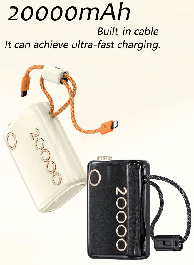 Kelesa 20000mAh 66W Dual Wire Fast Charging Power Bank, with Type C and Lightning output cables, in black. - Image 2