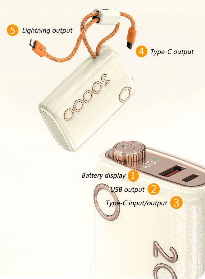 Kelesa 20000mAh 66W Dual Wire Fast Charging Power Bank, with Type C and Lightning output cables, in black. - Image 3
