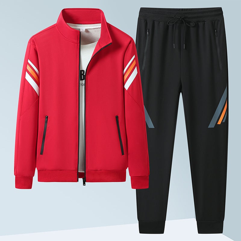 Loose Casual Unisex Cardigan Set Spring Autumn Two-Piece Sportswear Polyester Fiber Long Sleeve Hoodie Style for Youth Apricot  - Image 3