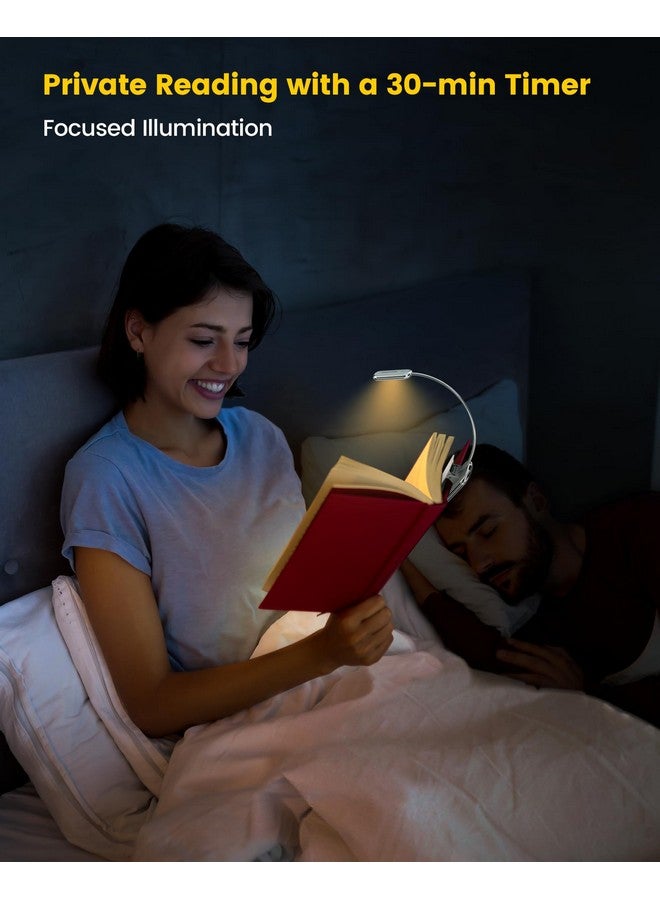 Glocusent Posh Premium Book Light for Reading in Bed with Timer, 16-LED Rechargeable Reading Light Runs 160hrs, 1800K Eyecaring Clip on Book Light, 3 Colors & 5 Brightness Levels, Perfect for Readers - Image 5