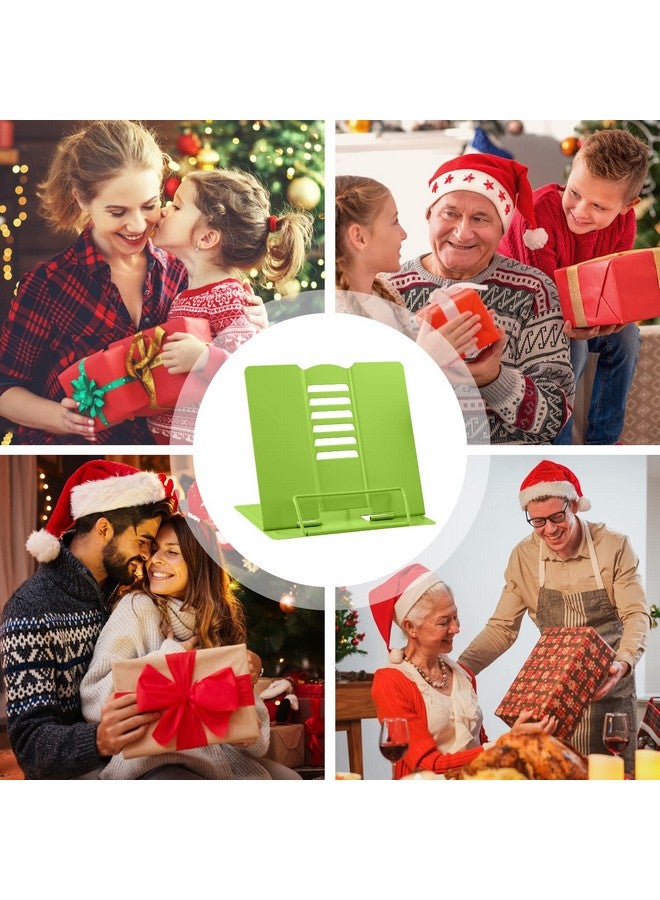 MSDADA Book Stand Metal Reading Rest Book Holder Adjustable Cookbook Documents Holder Portable Sturdy Bookstands For Recipes Textbooks Tablet Music Books With Page Clips (Green) - Image 2