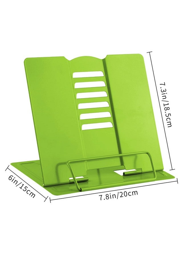 MSDADA Book Stand Metal Reading Rest Book Holder Adjustable Cookbook Documents Holder Portable Sturdy Bookstands For Recipes Textbooks Tablet Music Books With Page Clips (Green) - Image 4